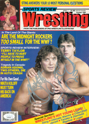 Marty Jannetty & Shawn Michaels dual signed Sports Review Wrestling Magazine Cover October 1988 (w/ JSA)