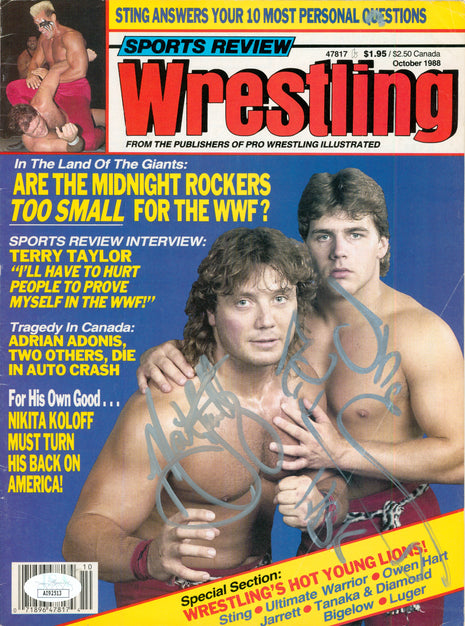Marty Jannetty & Shawn Michaels dual signed Sports Review Wrestling Magazine Cover October 1988 (w/ JSA)