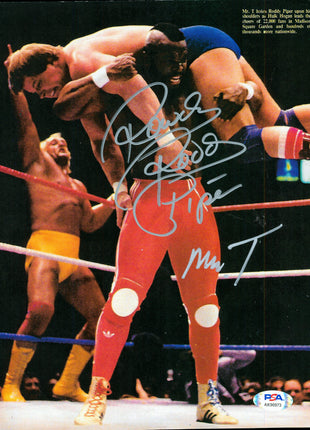 Mr T & Rowdy Roddy Piper dual signed 8x10 Photo (w/ PSA & OfficialPix)