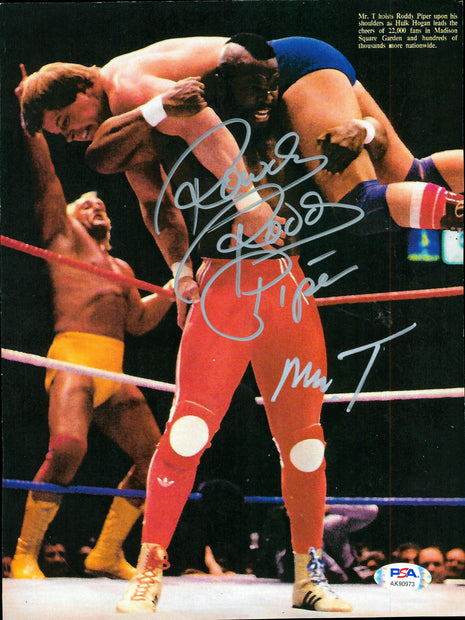 Mr T & Rowdy Roddy Piper dual signed 8x10 Photo (w/ PSA & OfficialPix)