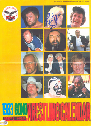 Ric Flair signed 1983 Gong Wrestling Calendar (w/ JSA)