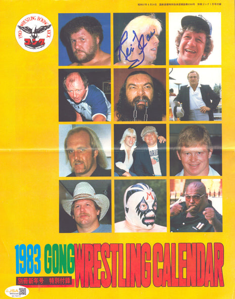Ric Flair signed 1983 Gong Wrestling Calendar (w/ JSA)