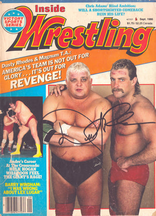 Dusty Rhodes signed Inside Wrestling Magazine September 1986
