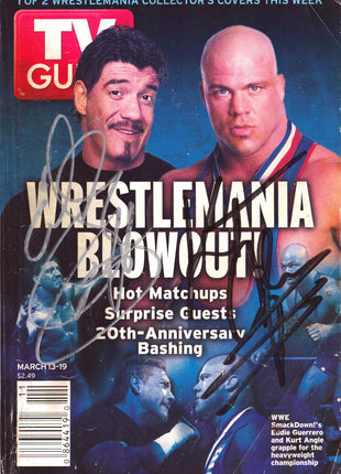 Eddie Guerrero & Kurt Angle dual signed TV Guide March 2004