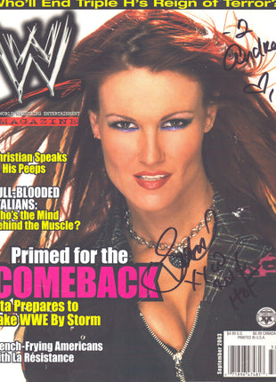 Lita signed WWE Magazine September 2003 *BLACK SHARPIE*