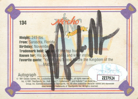 Macho Man Randy Savage signed 1991 Classic WWF Trading Card (w/ JSA)