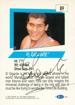 El Gigante signed 1991 WCW Trading Card (w/ JSA)