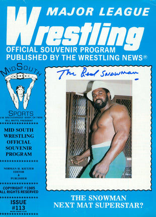 The Real Snowman signed Major League Wrestling Program Issue 113