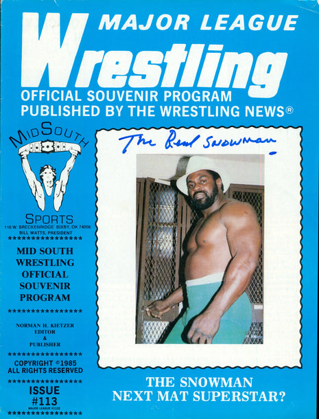 The Real Snowman signed Major League Wrestling Program Issue 113