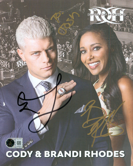 Cody Rhodes & Brandi Rhodes dual signed 8x10 Photo (w/ Beckett)