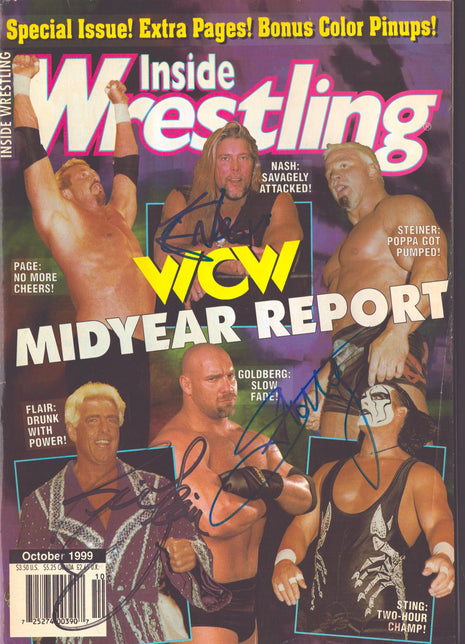 Ric Flair, Sting & Kevin Nash triple signed Inside Wrestling Magazine October 1999