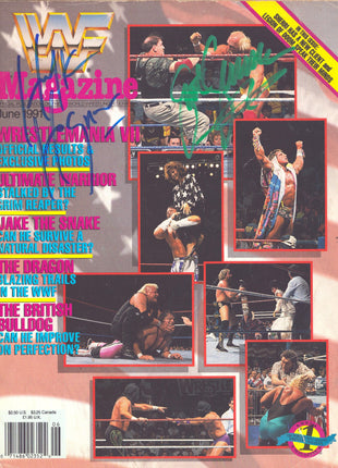 Hulk Hogan & Sgt Slaughter dual signed WWF Magazine June 1991