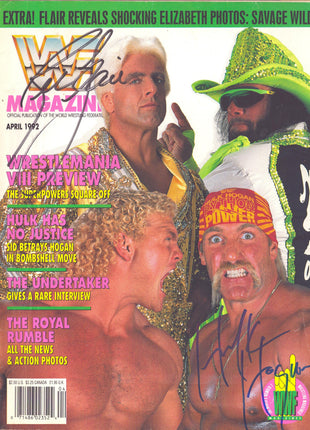 Ric Flair & Hulk Hogan dual signed WWF Magazine April 1992