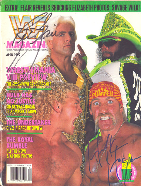 Ric Flair & Hulk Hogan dual signed WWF Magazine April 1992