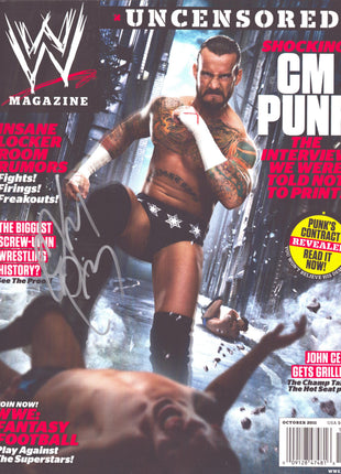 CM Punk signed WWE Magazine October 2011 *SILVER PAINT*