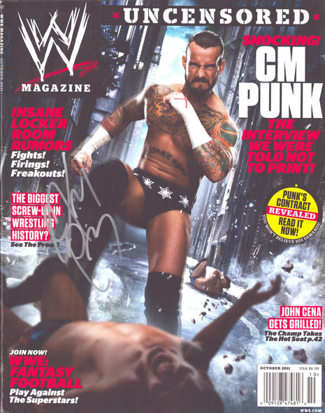 CM Punk signed WWE Magazine October 2011 *SILVER PAINT*
