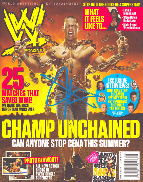 John Cena signed WWE Magazine June 2010 *BLUE PAINT*