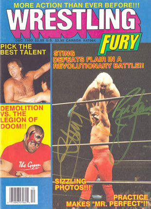 Ric Flair & Sting dual signed Wrestling Fury Magazine December 1990