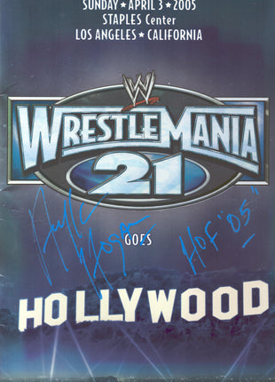 Hulk Hogan, Big Show & Christy Hemme triple signed WrestleMania 21 Event Program