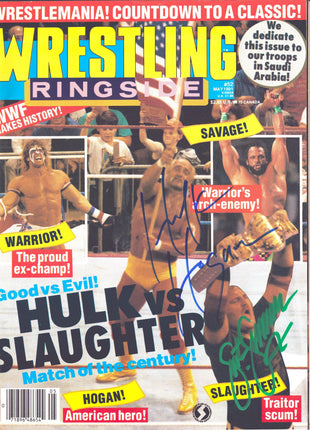 Hulk Hogan & Sgt Slaughter dual signed Wrestling Ringside Magazine May 1991