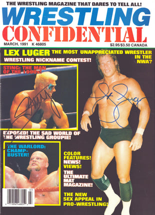 Lex Luger & Sting dual signed Wrestling Confidential Magazine March 1991