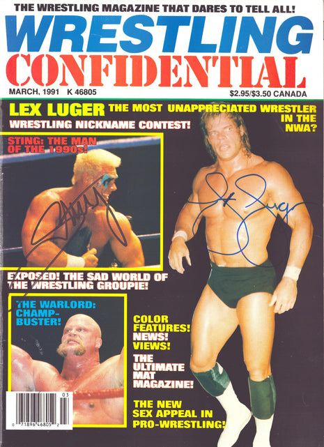Lex Luger & Sting dual signed Wrestling Confidential Magazine March 1991