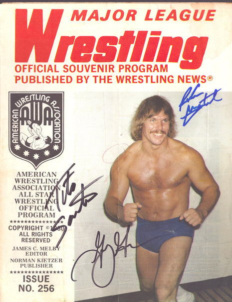 Greg Gagne, Rick Martel & Tito Santana tiple signed Major League Wrestling Program Issue 256