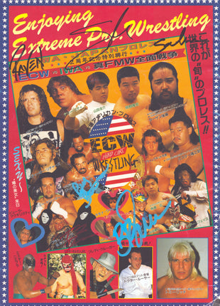 Raven, Sabu, Sandman, Perry Saturn, Tommy Dreamer & Bubba Dudley Multi signed ECW vs IWA Japanese Event Program
