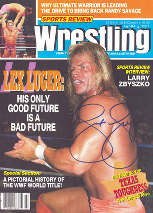 Lex Luger signed Sports Review Wrestling Magazine July 1991