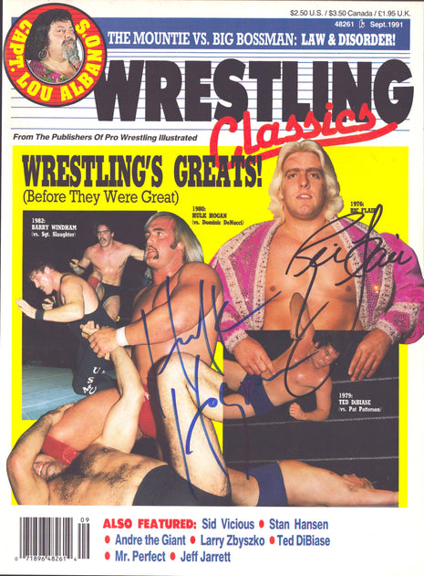Ric Flair & Hulk Hogan dual signed Wrestling Classics Magazine September 1991