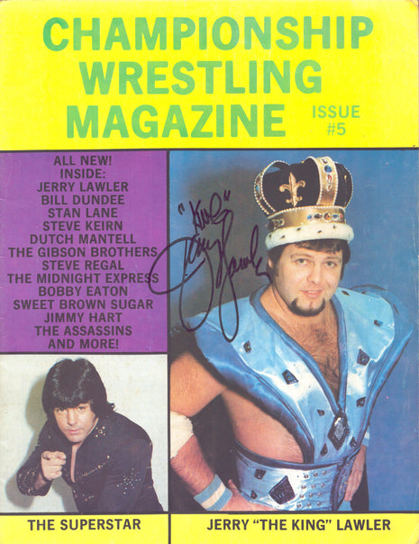Jerry Lawler & Jimmy Valiant dual signed Championship Wrestling Program Issue 5
