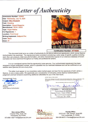Miss Elizabeth signed WCW/nWo Magazine Issue 47 (w/ JSA) 1999
