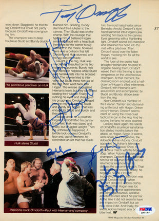 King Kong Bundy, Big John Studd, Hulk Hogan, Bobby Heenan, Jimmy Hart & Paul Orndorff multi-signed Magazine Page (w/ JSA)