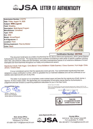 Eight superstars multi-signed 2002 WWE Annual Report (w/ JSA)