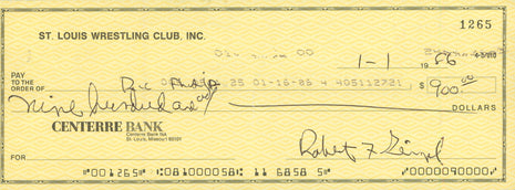 Ric Flair & Bob Geigel dual signed Bank Check