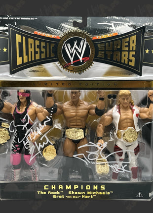 Bret Hart & Shawn Michaels dual signed WWE Jakks Classic Superstars Action Figure