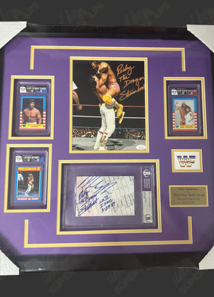 Macho Man Randy Savage & Ricky Steamboat dual signed WrestleMania 3 Framed Plaque (w/ Beckett & JSA)