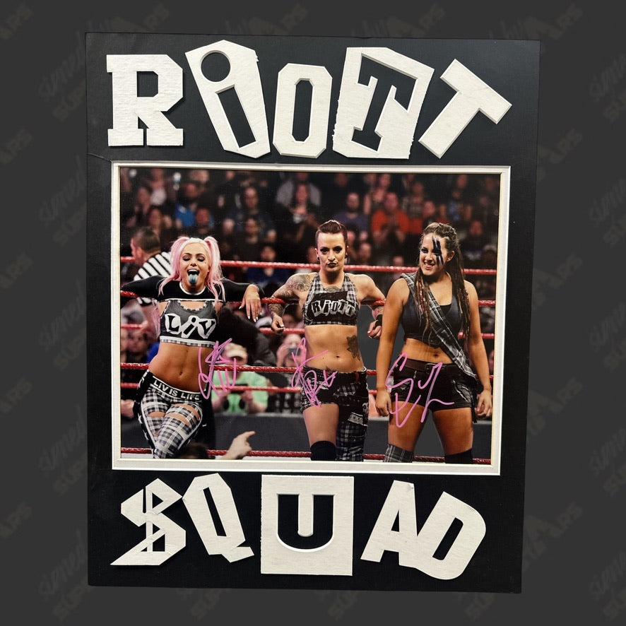 Autographed Photo Ruby Riott Riott Squad - Liv Morgan, Ruby Riott & Sarah Logan triple signed 16x20 ...