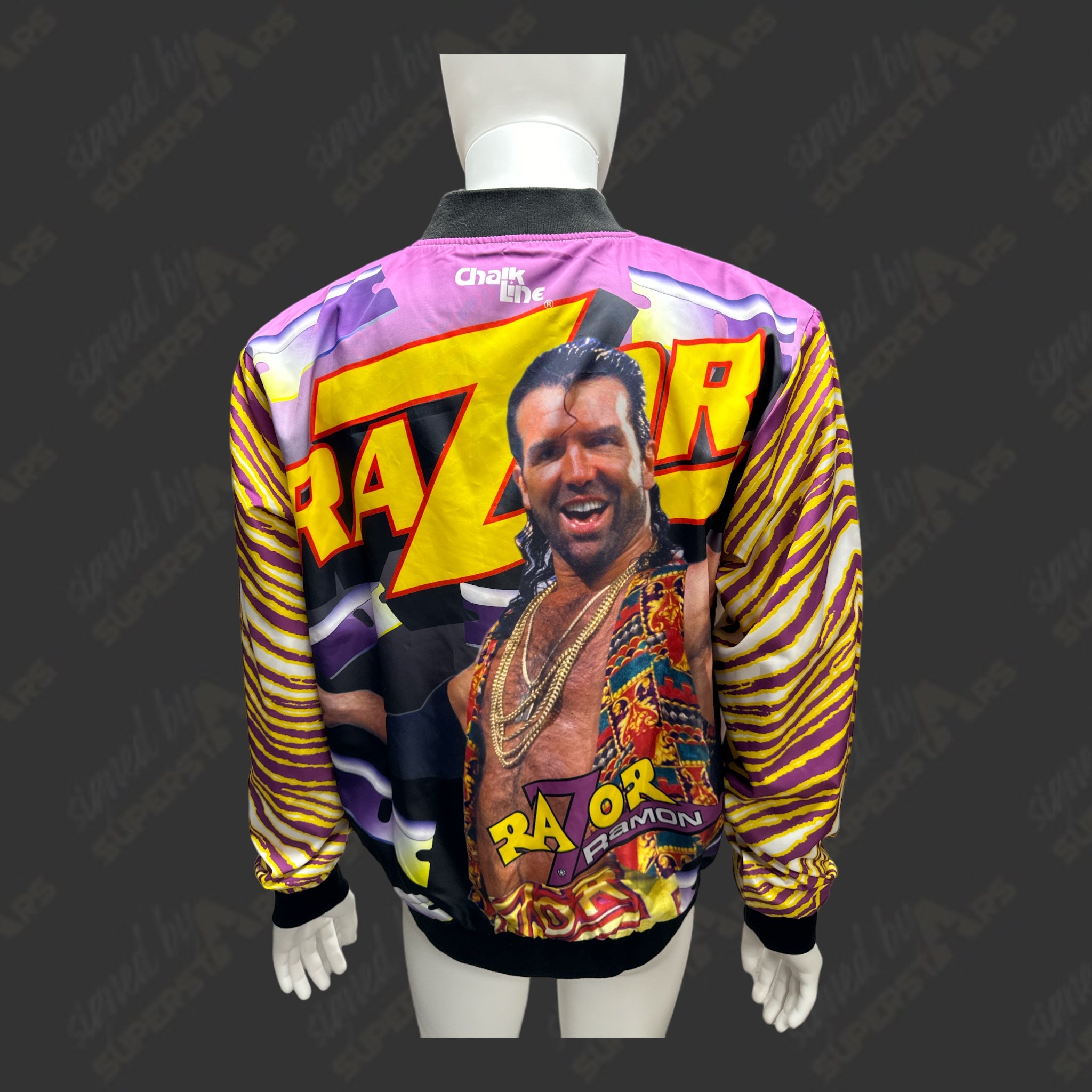 Razor Ramon Outfits Razor Ramon signed Chalk Line WWE Jacket (Size: ) – Signed By Superstars