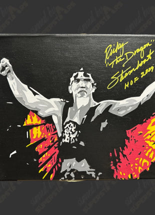Ricky Steamboat signed 11x14 Hand Painted Canvas Art