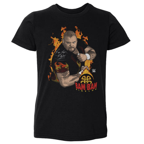 Bam Bam Bigelow Flames Pose Kids Toddler WWE T-Shirt