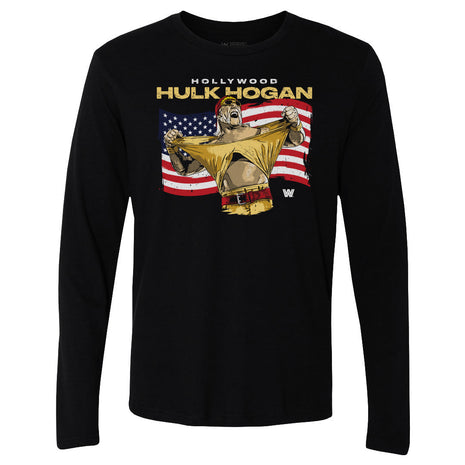 Hulk Hogan Hollywood Flag Men's WWE Long Sleeve T-Shirt