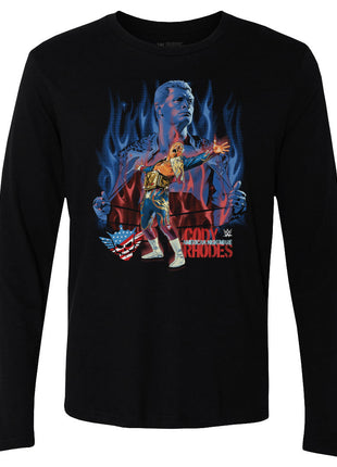 Cody Rhodes Flames Men's WWE Long Sleeve T-Shirt