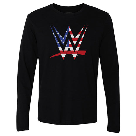 WWE Logo American Flag Men's WWE Long Sleeve T-Shirt
