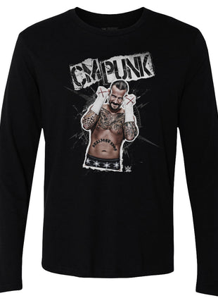 CM Punk Grunge Men's WWE Long Sleeve T-Shirt