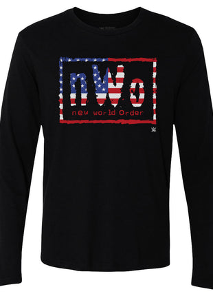 nWo WWE Logo American Flag Men's WWE Long Sleeve T-Shirt