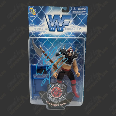 Road Warrior Animal signed WWF Jakks Shotgun Saturday Night Action Figure