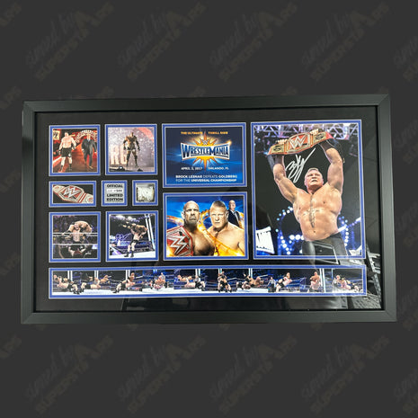 Brock Lesnar signed WrestleMania Framed Plaque