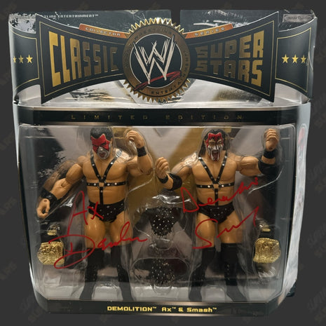 Demolition Ax & Smash dual signed WWE Jakks Classic Superstars 2-pack Action Figure