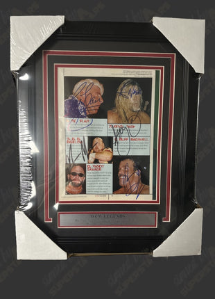 Macho Man Randy Savage, Buff Bagwell, Kevin Nash, Ric Flair & Bam Bam Bigelow multi-signed Framed Plaque